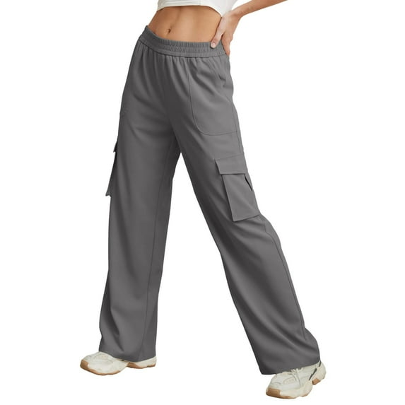 Afdoent Womens Leggings Ladies High Waisted Casual Wide Leg Womens Cargo Pants Baggy Cargos Pants With Pockets Leggings For Women Running Exercise
