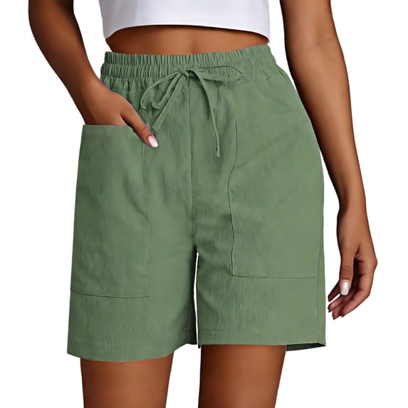 Afdoent Womens Shorts Casual Drawstring Shorts With Large Pockets Lightweight Comfortable Elastic Waist For Summer Outdoor Travel Comfy Trendy Beach Shorts