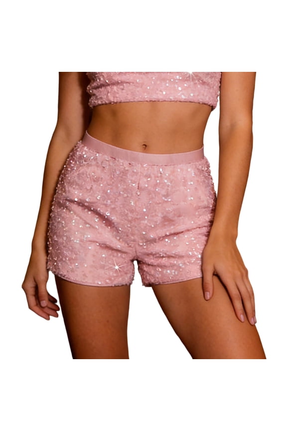 Womens Shorts High Waist Sequin Shorts Fashionable Glitter Party Clubwear Evening Casual Summer Bottoms Comfortable Women's Shorts