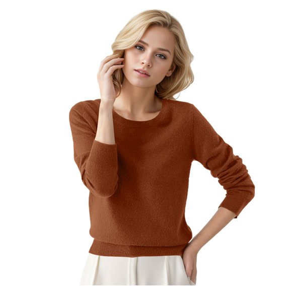 Afdoent Womens Sweaters Fall 2024 Crew Neck Pullover Sweater Solid Color Long Sleeve Trendy Clothes Trend Outfits