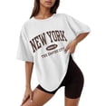 thumbnail image 1 of Afdoent Womens T Shirts Letter Printed Crew Neck Short Sleeve Loose T Shirt Casual Fashion Outfits Trendy Clothes, 1 of 4