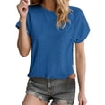 thumbnail image 1 of Afdoent Womens T Shirts Spring Summer New Solid Color Crew Neck Loose Short Sleeve T Shirt Tee Casual Vacation Clothes, 1 of 4