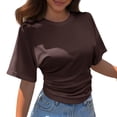 thumbnail image 1 of Afdoent Womens T Shirts Women Crew Neck Sleeve Short Sleeve T Shirt New Summer All Matching Solid Color Loose Top Fashion Clothes For Women, 1 of 6