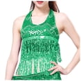 thumbnail image 1 of Afdoent Womens Tank Tops Ladies Glitter Wrap Top Dance Performance Fringe Top Bra Trendy Clothes, 1 of 3