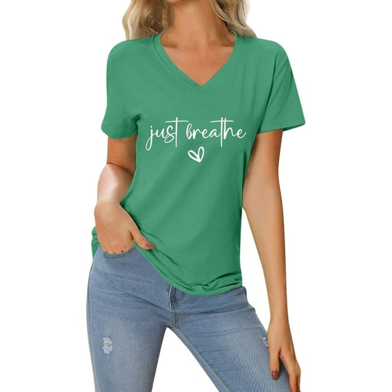 Afdoent Womens Tops Casual Valentine'S Heart Print Letter Crew Neck Short Sleeve T Shirt Casual Trendy Clothes For Women