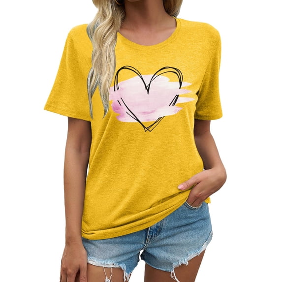 Afdoent Womens Tops Fashion Casual Printing Shirts Crew Neck Short Sleeve Tee Tops Tunic Fashion Outfits Trendy Clothes