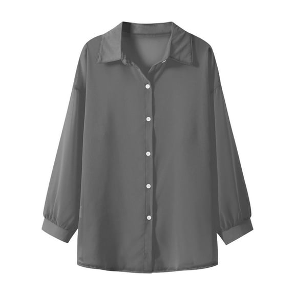 Afdoent Womens Tops Ladies Pearl Sunscreen Shirt Summer Thin Ice Cool Outside With A Feeling Of Hanging Breathable Shirt Fashion Casual Blouses