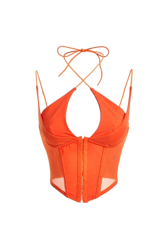 Womens Tops Ladies Sexy Neck Solid Color Mesh See Through Street Style Sexy Camisole Trendy Clothes