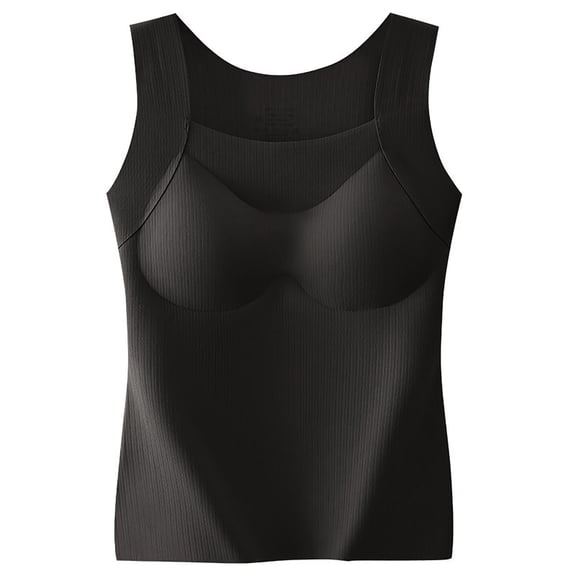 Afdoent Womens Tops Seamless Thermal Vest With Built In Bra Shapewear Base Layer Top For Warm Comfort Fall Fashion Basic