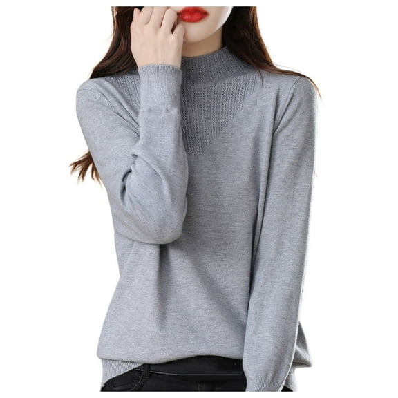 Afdoent Womens Tops Women Solid Color Long Sleeve Turtleneck Soft Warm Pullover Knit Fall Winter Classic