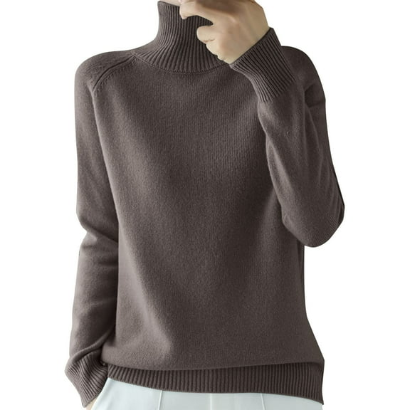 Afdoent Womens Tops Women Solid Color Long Sleeve Turtleneck Soft Warm Pullover Knit Fall Winter Winter Clothes 2025