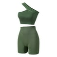 thumbnail image 1 of Afdoent Womens Workout Set Solid Color Yoga Suit Sports Vest Women's High Strength Shockproof Underwear Belly Holding Shorts Fitness Yoga 2 Piece Set Active Wear, 1 of 4