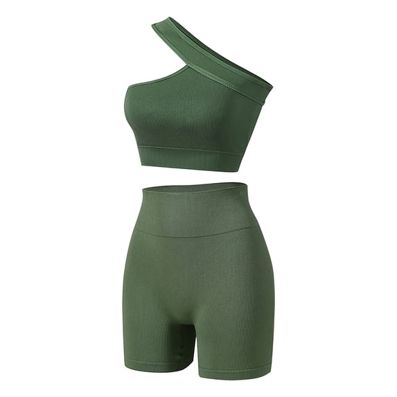 Afdoent Womens Workout Set Solid Color Yoga Suit Sports Vest Women's High Strength Shockproof Underwear Belly Holding Shorts Fitness Yoga 2 Piece Set Active Wear