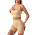 thumbnail image 1 of Afdoent Workout Sets For Women Solid Color Ribbed Tank 2 Piece Seamless High Waisted Gym Outfit Yoga Shorts Sets Active Wear, 1 of 7