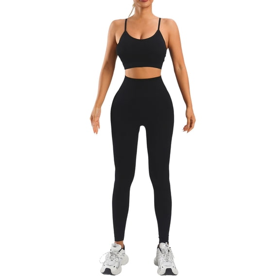 Afdoent Workout Sets For Women High Waisted Workout Yoga Seamless Activewear Gym Fitness Running Sports Outfit With Supportive Racerback Top Track Suits