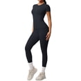 thumbnail image 1 of Afdoent Workout Sets For Women Solid Color Breathable Yoga Workout Running Gym Fitness Short Sleeve High Waisted Leggings 2 Piece Outfit Fashion Clothes, 1 of 5