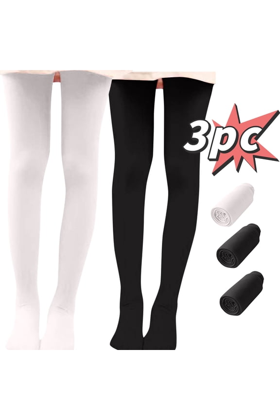 3 PC Ballet Tights for Girls Dance Stretchy Footed Tights Comfy Pull on School Uniform Dance Competition Leggings Kids Pantyhose Stockings