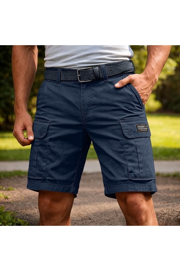 Cargo Shorts for Men Secure Flap Pockets Durable Workwear Half Pants for Demanding Outdoor Labor and Heavy Construction Blue,29