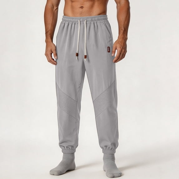 Afelkas Men's Athletic Jogger Pants with Breathable Mesh Panels Durable Active Sweatpants for Daily Workouts and Casual Running Gray,XL