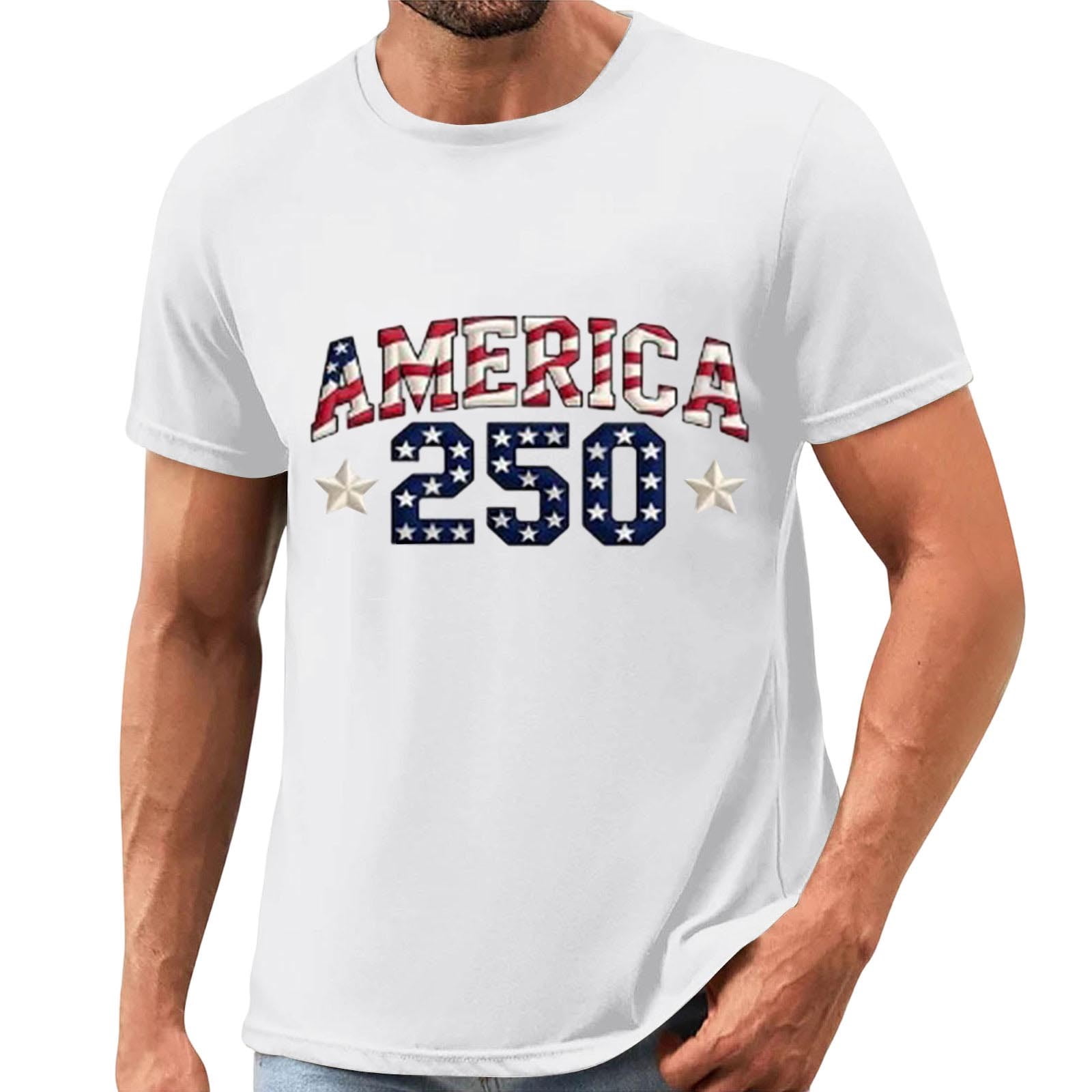 Afelkas Men's Casual USA 250th Anniversary Printed T-Shirt American ...