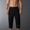 thumbnail image 1 of Afelkas Men's Pleated Long Shorts Below Knee Capris with Drawstring Waist Lightweight Lounge Bottoms for Everyday Casual Wear and Errands Black,L(...), 1 of 7
