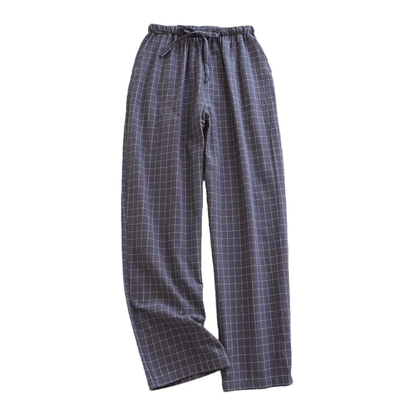 Afelkas Plaid Pajama Pants for Men Elastic Drawstring Waist Soft Knit Sleep Trousers for Relaxed Winter Nights and Weekend Lounging Dark Gray,XXL