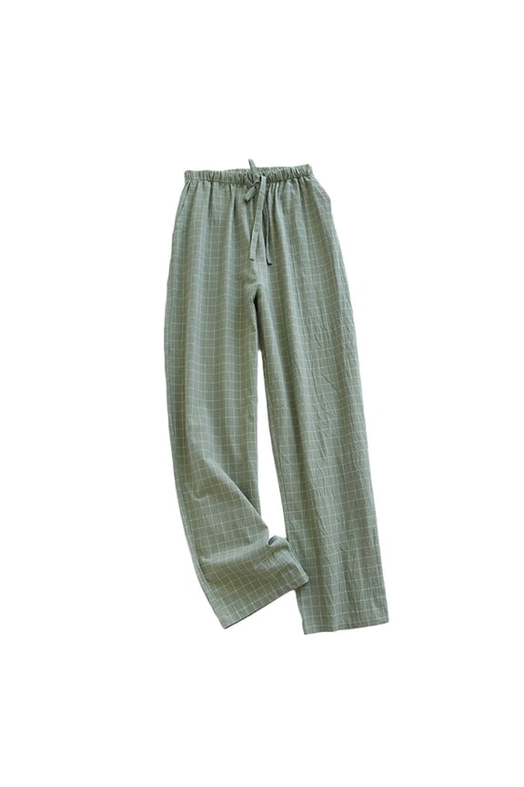 Plaid Pajama Pants for Men Elastic Drawstring Waist Soft Knit Sleep Trousers for Relaxed Winter Nights and Weekend Lounging Green,M
