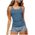 thumbnail image 1 of Afelkas Tween Girls Two Piece Bathing Suit Chest Pads Teen Floral Tankini Modest Round Neck Top Drawstring Shorts Summer Pool Outfit 7-16Y, 1 of 7