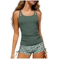 thumbnail image 1 of Afelkas Tween Girls Two Piece Bathing Suit Chest Pads Teen Floral Tankini Modest Round Neck Top Drawstring Shorts Summer Pool Outfit 7-16Y, 1 of 7