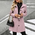 thumbnail image 1 of Afelkas Women Winter Peacoat Mid Length Single Breasted Notch Lapel Warm Coat with Pockets, 1 of 9