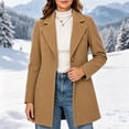 thumbnail image 1 of Afelkas Women Winter Peacoat Single Breasted Notched Lapel Tailored Fit and Flare Mid Length Wool Blend Warm Coat, 1 of 7