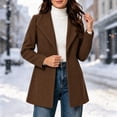 thumbnail image 1 of Afelkas Women Winter Peacoat Single Breasted Notched Lapel Tailored Fit and Flare Wool Blend Coat with Pockets, 1 of 7