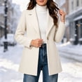 thumbnail image 1 of Afelkas Women Winter Peacoat Single Breasted Notched Lapel Tailored Fit and Flare Wool Blend Coat with Pockets, 1 of 7