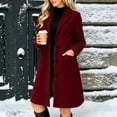 thumbnail image 1 of Afelkas Women Winter Wool Coat Single Breasted Notched Lapel Knee Length Midi A-Line Peacoat with Pockets, 1 of 5