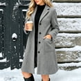 thumbnail image 1 of Afelkas Women Winter Wool Coat Single Breasted Notched Lapel Knee Length Midi A-Line Peacoat with Pockets, 1 of 5