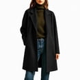 thumbnail image 1 of Afelkas Women's Oversized Wool Blend Peacoat Double Breasted Notch Lapel Mid Length Warm Winter Coat with Pockets, 1 of 6