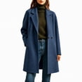 thumbnail image 1 of Afelkas Women's Oversized Wool Blend Peacoat Double Breasted Notch Lapel Mid Length Warm Winter Coat with Pockets, 1 of 6