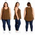 thumbnail image 1 of Afelkas Women's Plus Size Tank Tops Scoop Neck Sleeveless Stretch Tunic Shirts Wide Strap Basic Casual Undershirt for Everyday Wear Brown,L, 1 of 7