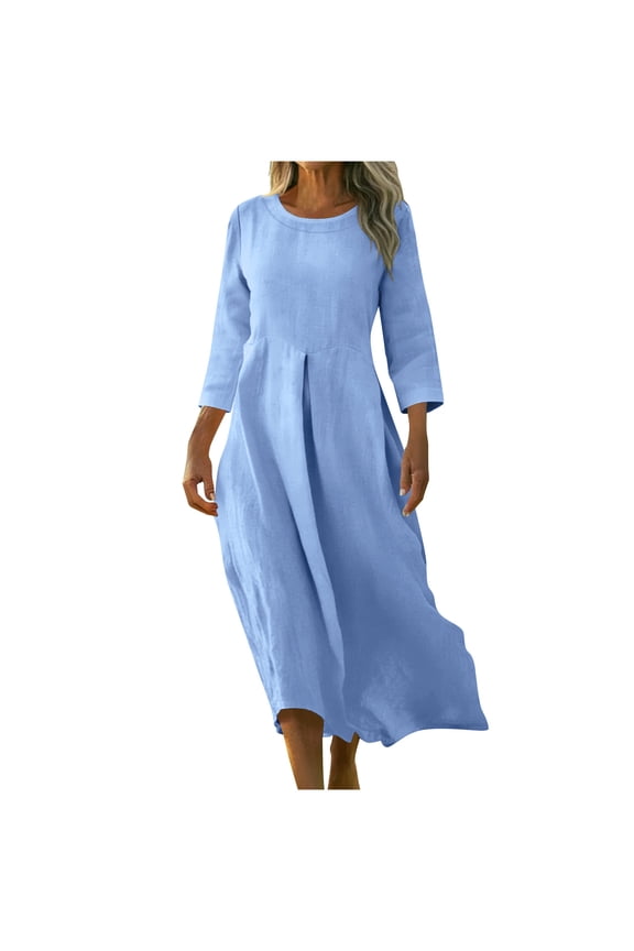 Womens Coastal Grandmother Skirt High Waist Breathable Summer Casual Natural Texture Linen Blend Boho Flowy Midi Skirts Bottoms Light Blue,XL