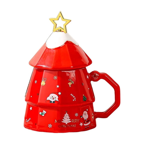 Aff*ordable！Christmas Ceramic Mug with Festive Pattern Design, Large Capacity Holiday Coffee Cup, Microwave Safe Drinkware for Hot Cocoa and Tea Gift