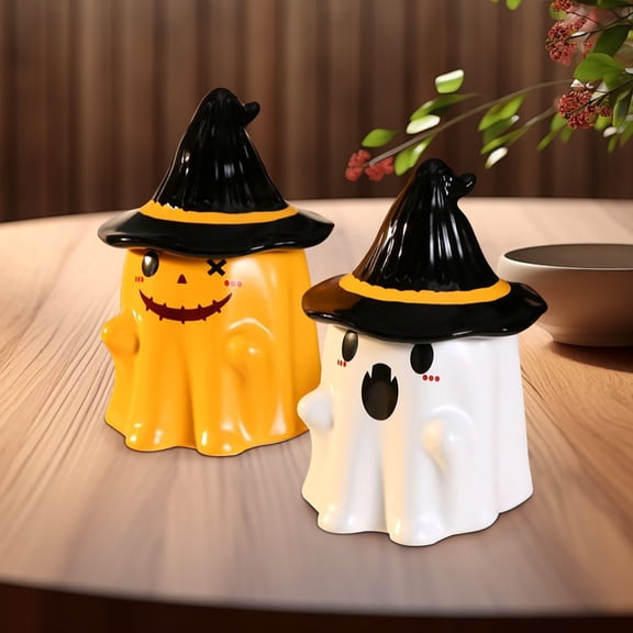 Aff*ordableCute Ghost Shaped Ceramic Breakfast Mug for Halloween, 480ml Funny Drinkware Cup with Comfortable Handle, Microwave Safe Gift for Holiday and Daily Use