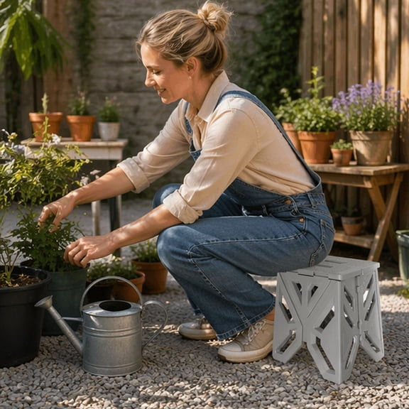 Aff*ordable!Folding Plastic Step Stool 31x25x22cm Heavy Duty Portable Non Slid Stool for Home Camping Outdoor Use, Lightweight Compact Ladder for Kitchen Cabinet RV Garage