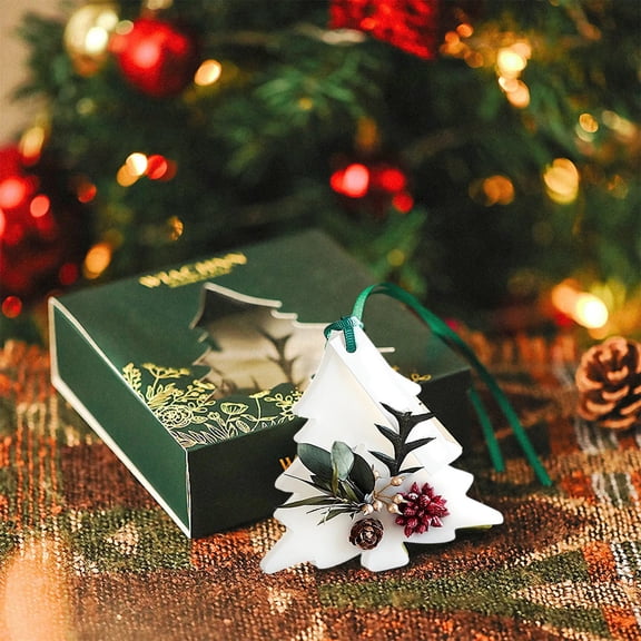 Aff*ordable！Handmade Festive Tree Scented Wax Tablets Air Freshener for Closet Wardrobe Home Decor – Pine Vanilla Cinnamon Odor Removal Solid Perfume Gift Set 3 Scents
