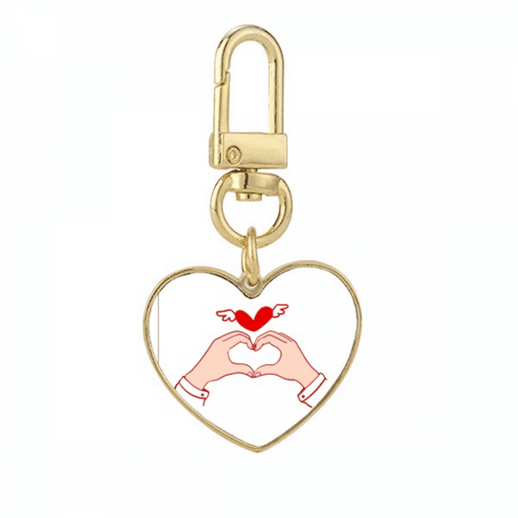 Affection Fraternity Compassion Hand Motion Gold Heart Keychain Metal Keyring Holder