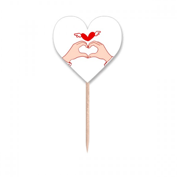 Affection Fraternity Compassion Hand Motion Toothpick Flags Heart Lable Cupcake Picks