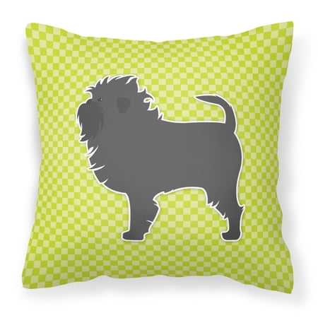 Affenpinscher Checkerboard Green Fabric Decorative Pillow