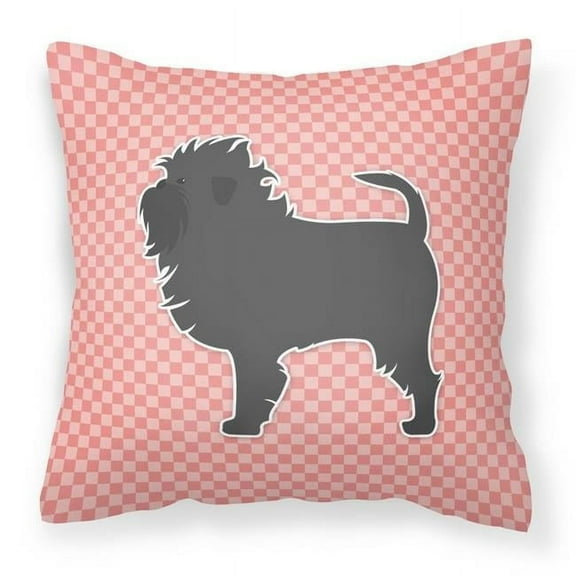 Affenpinscher Checkerboard Pink Fabric Decorative Pillow