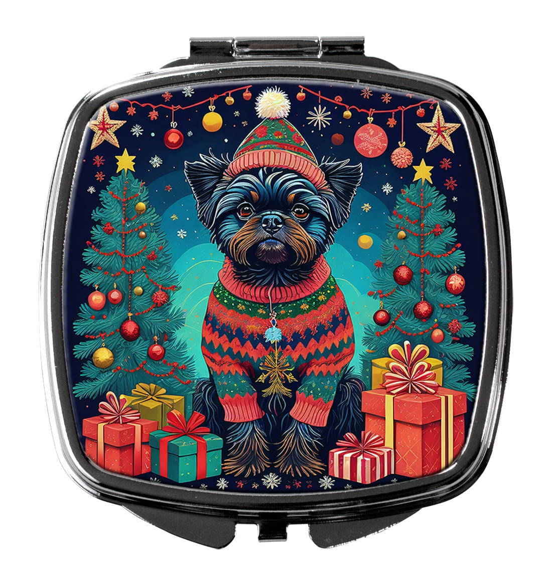 Affenpinscher Christmas Compact Mirror 2.75 in x 3 in