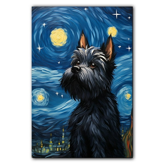 Affenpinscher Dog Art Starry Night Paintings Van Gogh - Inspired Canvas - Contemporary Abstract Modern Dog Wall Décor - Dog Painting Canvas Canvas