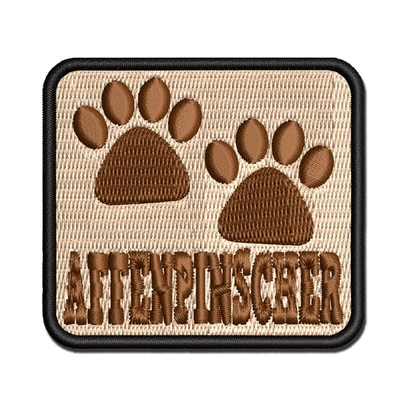 Affenpinscher Dog Paw Prints Fun Text Applique Multi-Color Embroidered Iron-On Patch - 2.0 Inch Mini